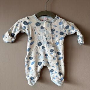 E=MC Magnetic‎ Closure Baby Bird Print Long Sleeve Footed Sleeper Size Preemie